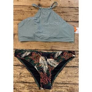 Mycharmo Womens Size L 2 Piece Multicolored Bikini Swimsuit Set NWT